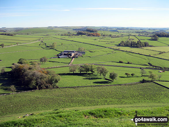 Walk s232 Dale Bottom, Wetton Hill and Ecton Hill from Alstonefield - Gateham Grange from the summit of Wetton Hill