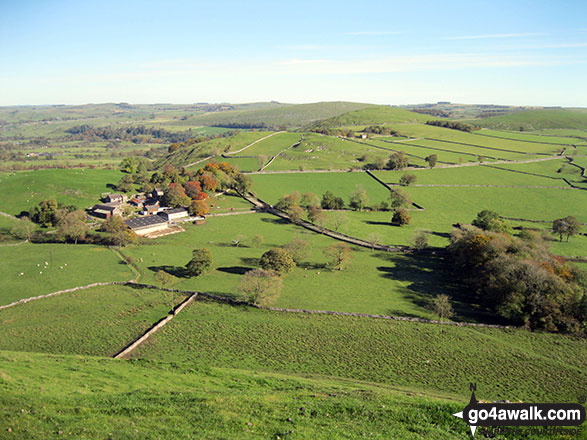 Gateham Grange, Narrowdale Hill (centre) and Gratton Hill (far right) from the summit of Wetton Hill 