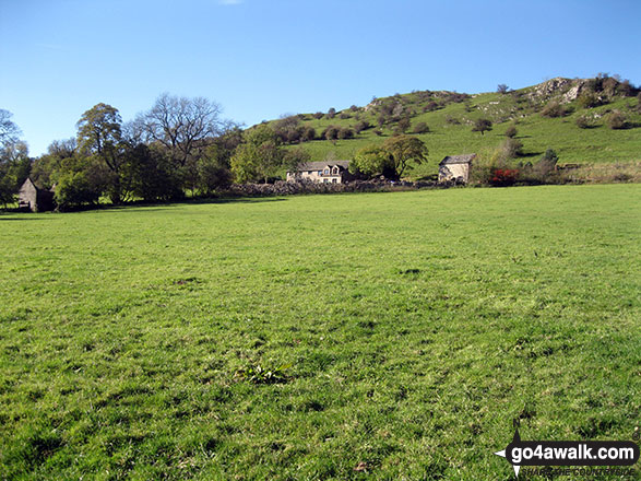 Walk s156 Wolfscote Dale, Ecton Hill, Wetton Hill, Wetton and Alstonefield from Milldale - Cantrell's House, Back of Ecton with Ecton Hill beyond