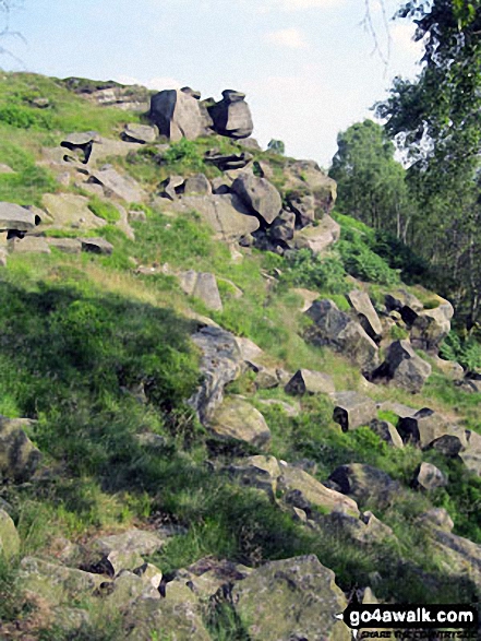 Walk d303 White Edge (Big Moor), Curbar Edge and Froggatt Edge from Longshaw Country Park - Froggatt Edge from below