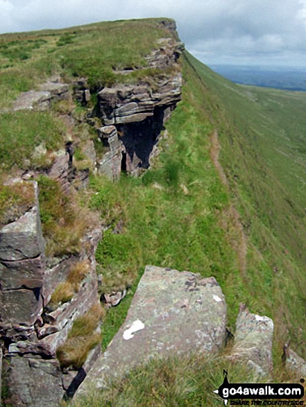 Walk po114 Black Mountain/Y Mynydd Du - Fan Hir, Fan Brycheiniog, Picws Du (Bannau Sir Gaer) and Waun Lefrith (Bannau Sir Gaer) from nr Llanddeusant - Fan Hir