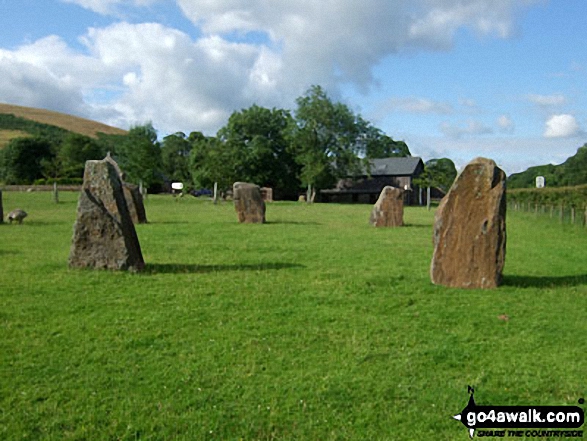 Walk po123 Fan Hir, Fan Brycheiniog, Picws Du (Bannau Sir Gaer), Waun Lefrith (Bannau Sir Gaer) and Garreg Las from Glyntawe - Standing stones at Dan-yr-Ogog, Glyntawe