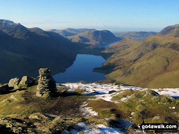 Walk c295 Hay Stacks and Fleetwith Pike from Gatesgarth, Buttermere - High Stile (left) Buttermere, Mellbreak, Rannerdale Knotts, High Snockrigg and Grasmoor (right) from the summit of Fleetwith Pike