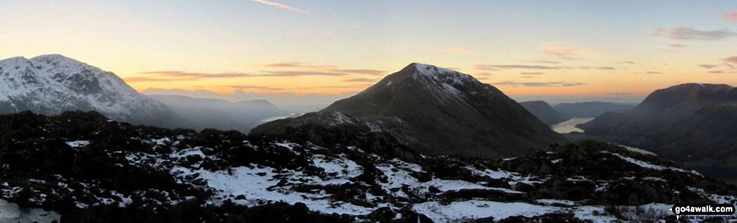 Pillar (left), Ennerdale Water, Seat (Buttermere), Gamlin End and High Crag (centre), Crummock Water and Grasmoor (right) from the summit of Hay Stacks (Haystacks)