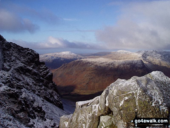 Walk c166 The Scafell Masiff from Wha House Farm, Eskdale - Yewbarrow from Scafell Pike