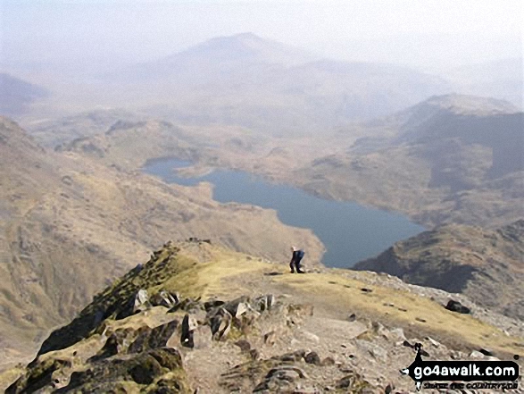 Walk gw117 Snowdon and Yr Aran via The Watkin Path from Bathania, Nantgwynant - Llyn Llydaw from Snowdon (Yr Wyddfa)