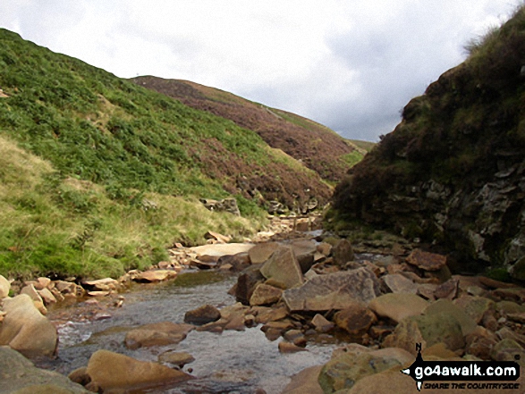 Walk d263 Seal Stones (Kinder Scout), Fairbrook Naze (Kinder Scout) and Mill Hill from Birchin Clough - River Ashop