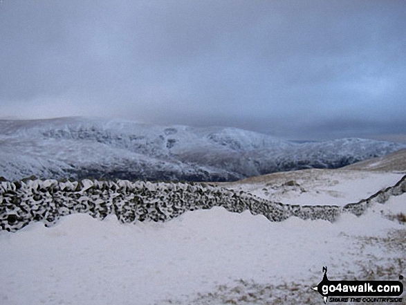 Walk c220 Helvellyn via Striding Edge from Glenridding - St Sunday Crag above Grisedale from Hole-in-the-Wall in the snow