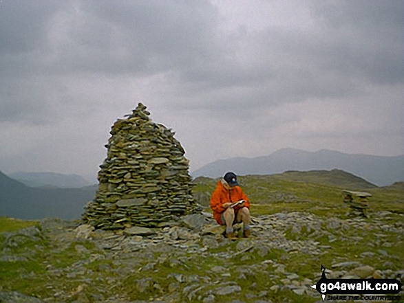 My wife enduring the rain on High Spy in The Lake District Cumbria England