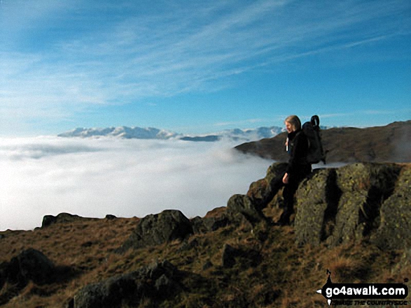 My wife just below High Pike (Scandale) during a temperature inversion on the Fairfield Horseshoe