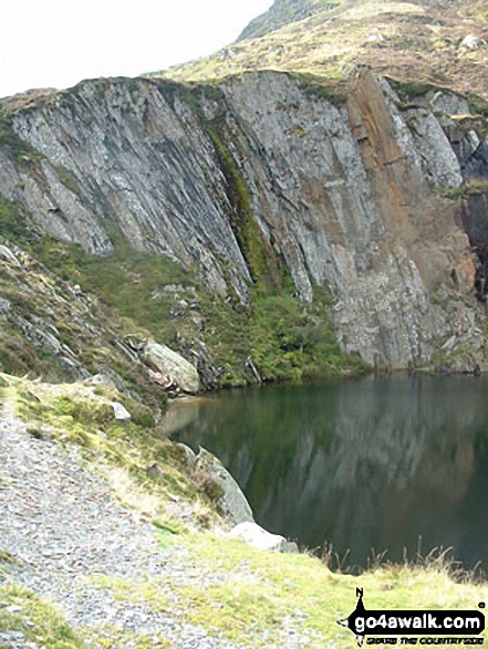 Walk cw180 Carnedd Moel Siabod, Y Foel Goch and Gallt yr Ogof from Pont Cyfyng, Capel Curig - Quarry pool by the Miners' track on the lower NE slopes of Carnedd Moel Siabod