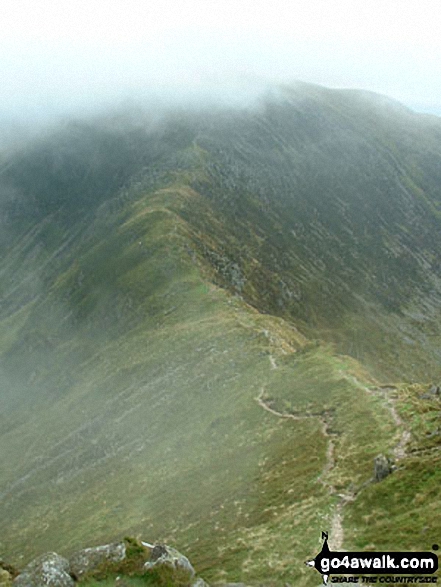 Walk cw113 Pen Yr Ole Wen, Carnedd Dafydd, Carnedd Llewelyn and Pen Yr Helgi Du from Glan Dena, Llyn Ogwen - Pen yr Helgi Du from Craig yr Ysfa