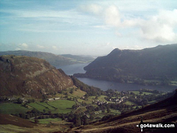 Walk c269 The Grisedale Horseshoe from Patterdale - Glenridding Dodd (left), Glenridding and Ullswater from Birkhouse Moor