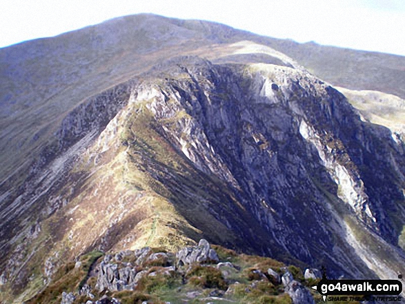 Walk cw109 Pen Llithrig y Wrach and Pen Yr Helgi Du from Capel Curig - Bwlch Eryl Farchog from Pen yr Helgi Du