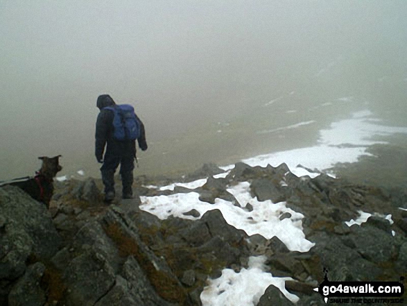 Walk ny101 The Yorkshire Three Peaks from Horton in Ribblesdale - On Ingleborough in the snow