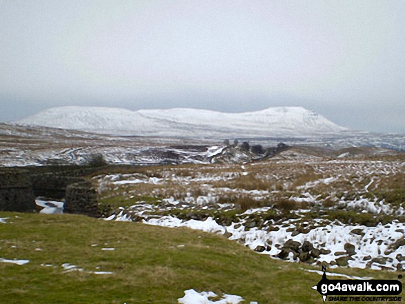 Ingleborough covered in snow from Blea Moor Tunnel 