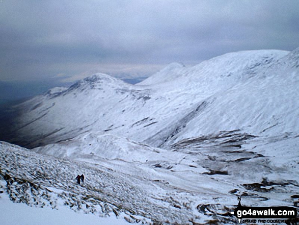 Walk c408 Grisedale Pike and Causey Pike from Braithwaite - Snow on Barrow and Outerside from Coledale Hause