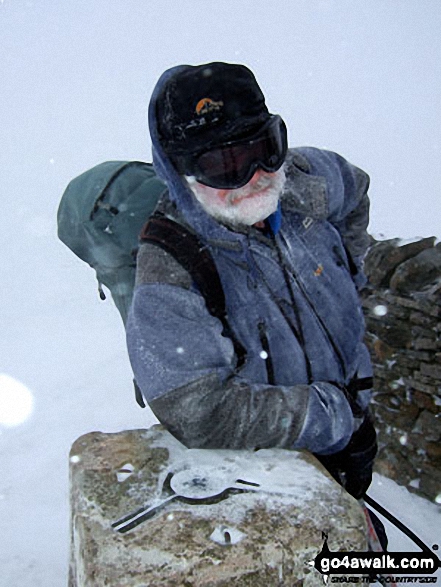 On the summit of Whernside in the snow 