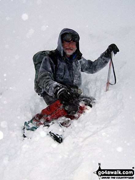 Practising my ice-axe arrest technique Whernside in the snow