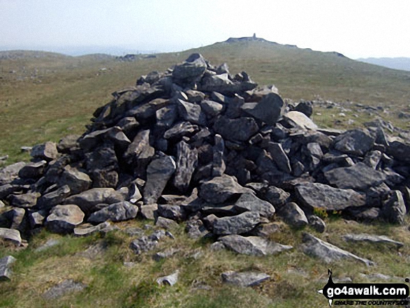 Pen Pumlumon Fawr (Plynlimon) summit from the cairn on the North end of the ridge