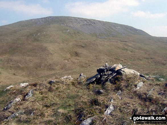 Walk ce100 Y Garn (Pumlumon), Pen Pumlumon Fawr (Plynlimon), Pen Pumlumon Llygad-bychan and Pen Pumlumon Arwystli from Nant-y-moch Reservoir - Pen Pumlumon Fawr (Plynlimon) from Pumlumon Fach summit cairn