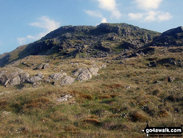 Walk ce100 Y Garn (Pumlumon), Pen Pumlumon Fawr (Plynlimon), Pen Pumlumon Llygad-bychan and Pen Pumlumon Arwystli from Nant-y-moch Reservoir - Pen Cor-maen (right) from the junction of Cwm Gwerin with Afon Hengwm