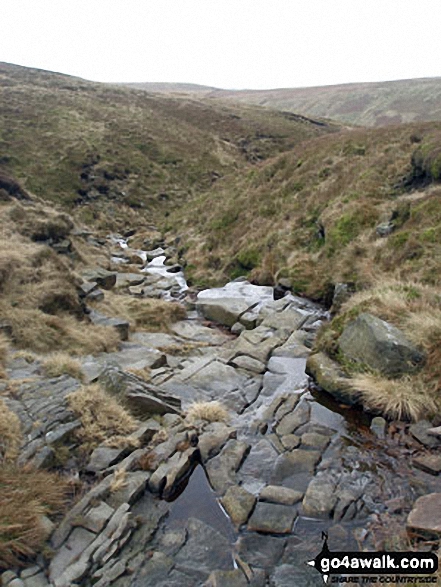 Walk l112 Pendle Hill via Boar Clough from Barley - Crossing Boar Clough on the way up Pendle Hill