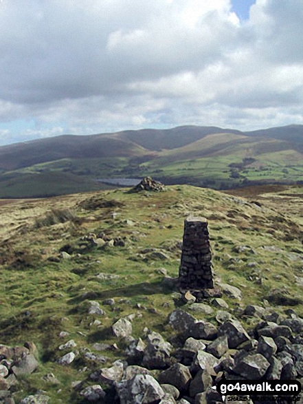 Walk c290 Binsey from Over Water - Binsey Trig Point and cairn with The Uldale Fells (Brae Fell, Great Sca Fell and Knott) beyond