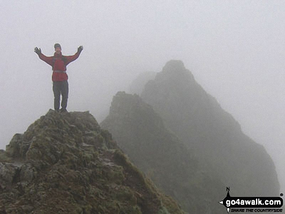 Walk c220 Helvellyn via Striding Edge from Glenridding - On Striding Edge in the mist