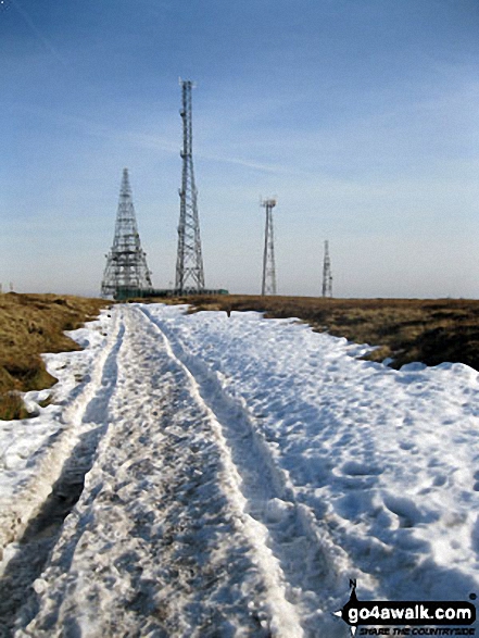 Walk l217 Lever Park, Winter Hill (Rivington Moor) and Rivington Pike from Rivington Lane - Snow on Winter Hill (Rivington Moor)