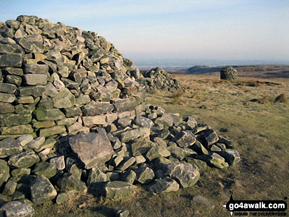 Walk l142 Winter Hill (Rivington Moor) and Rivington Pike from Rivington Upper Barn - The three cairns on the summit of Two Lads (Rivington Moor)