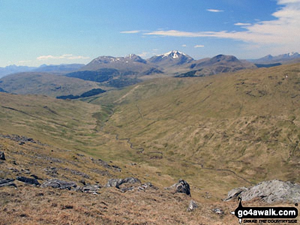 Beinn Dubhchraig, Ben Oss, Beinn Chuirn and Gleann a' Chlachain from the slopes of Beinn Challum