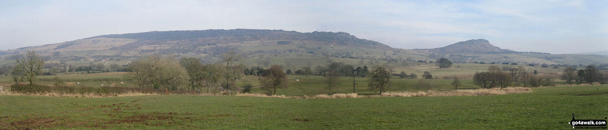 The Roaches and Hen Cloud from the lane north of Meerbrook