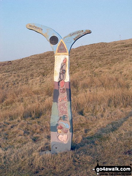 Walk c308 Renwick Fell (Thack Moor), Watch Hill and Black Fell (Haresceugh Fell) from Renwick - Waypoint marker for the c2c (coast to coast) cycle route near Hartside Top Cafe