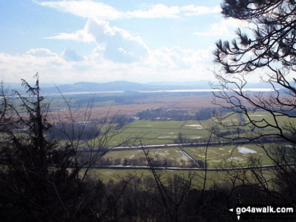 Walk c444 Lord's Seat (Whitbarrow Scar) from Mill Side - Looking South across Foulshaw Moss to Milnthorpe Sands,  Arnside Knott and The forest of Bowland from Mill Side