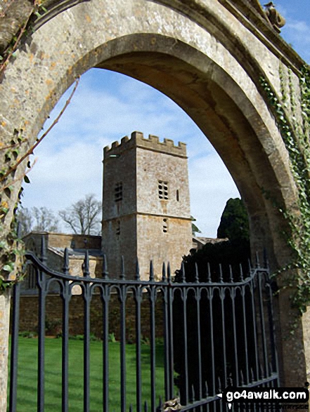 Chastleton Church through the gates of Chastleton House 