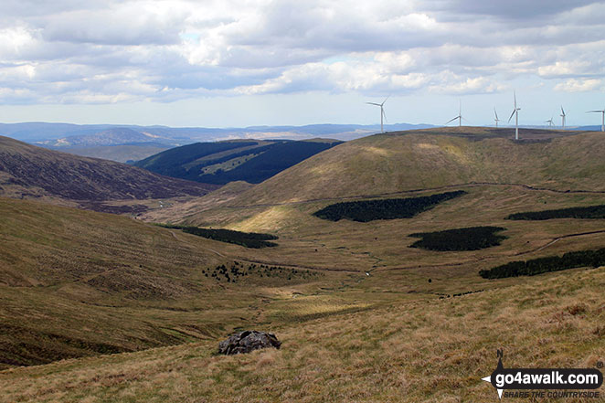 Walk dg108 Moorbrock Hill and Windy Standard from Craigengillan - Looking back to Deil's Putting Stone from Chapman's Cleugh