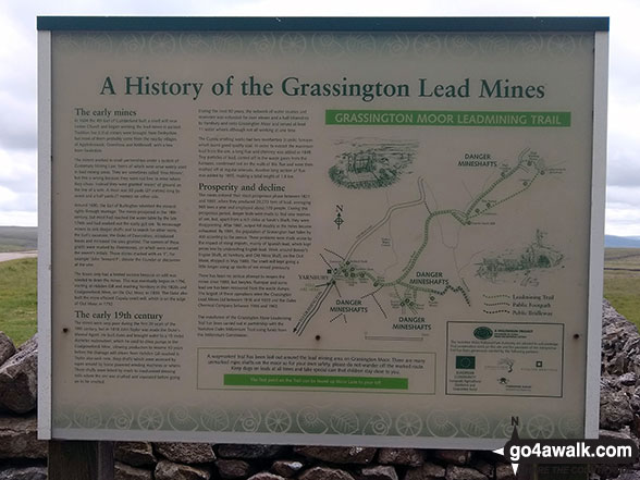 Walk dg108 Moorbrock Hill and Windy Standard from Craigengillan - Information Board detailing the history of the Grassington Lead Mines at Yarnbury