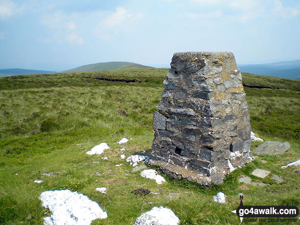 Walk gw120 The Western Berwyns from Hirnant Pass - Trig Point on the summit of Foel y Geifr (Berwyns)