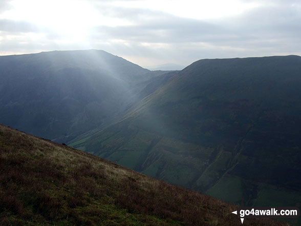 Hengwm with Glasgwm (left) and Waun Camddwr (right) above from Waun Goch