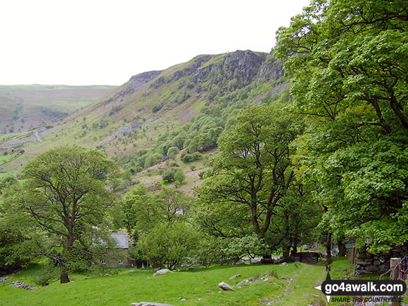 Walk po155 Post Gwyn and Glan Hafon from Pistyll Rhaeadr - Looking back down the valley from Pistyll Rhaeadr