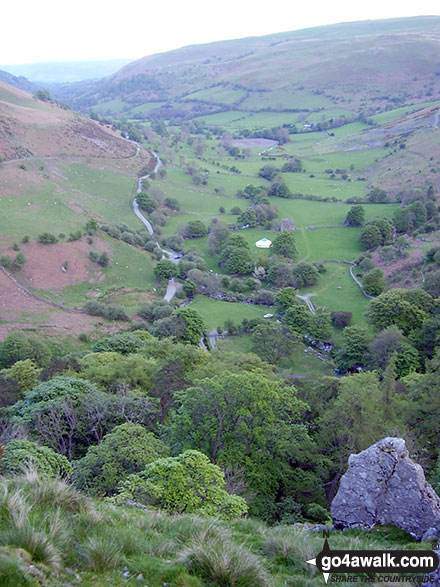 Walk po155 Post Gwyn and Glan Hafon from Pistyll Rhaeadr - The view from the top of Pistyll Rhaeadr