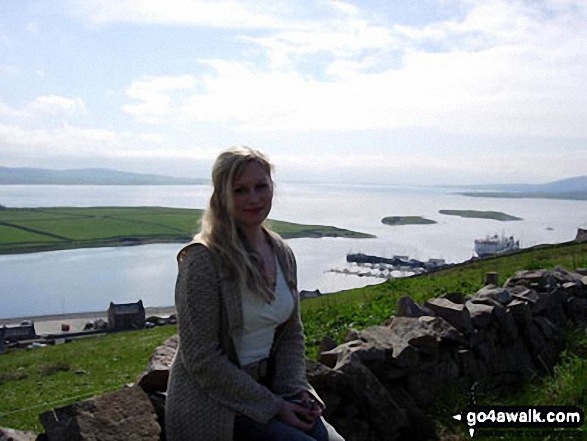 Me on top of Brinkies Brae overlooking Stromness 