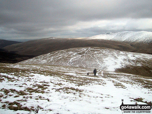 Walk c248 Skiddaw from High Side - Sale How (Skiddaw) in the snow from Skiddaw (Little Man)