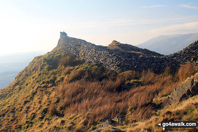 Walk c247 The Fairfield Horseshoe from Ambleside - The high drystone wall on Low Pike (Scandale)