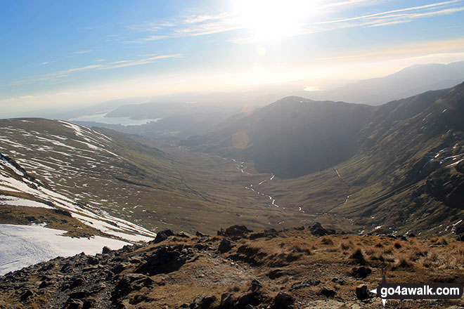 Walk c247 The Fairfield Horseshoe from Ambleside - Lake Windermere and Rydal Valley from Rydal Head with Heron Pike on the right