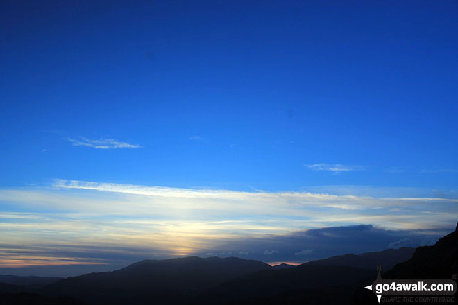 Walk c247 The Fairfield Horseshoe from Ambleside - The setting sun from Nab Scar on The Fairfield Horeshoe