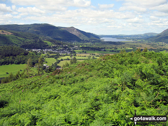 The view north west from the summit of Swinside (Portinscale) featuring Lord's Seat (Whinlatter), Barf and Bassenthwaite Lake Swinside is on private land and not accessible to the public