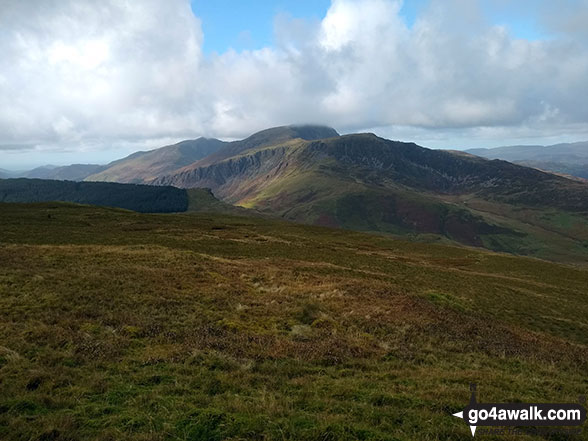 Walk gw167 Waun-oer, Cribin Fawr and Maesglase from Bryn Coedwig, Aberllefenni - The Cadair Idris (Penygadair) massif from Mynydd Ceiswyn