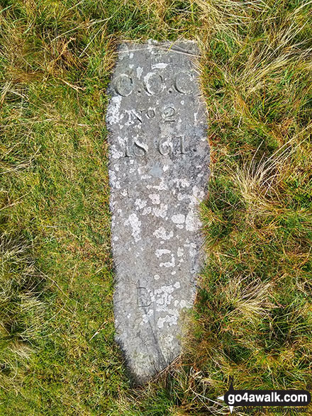 Marker stone on the summit of Cribin Fawr It says "C.C.C. No.2 1864"